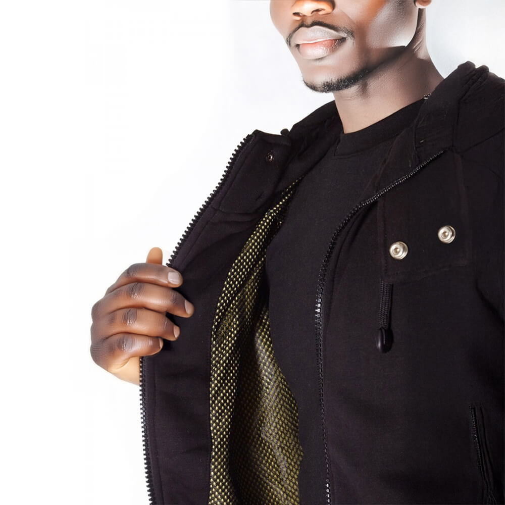 Knife Resistant Anti Slash Hooded Top in Black