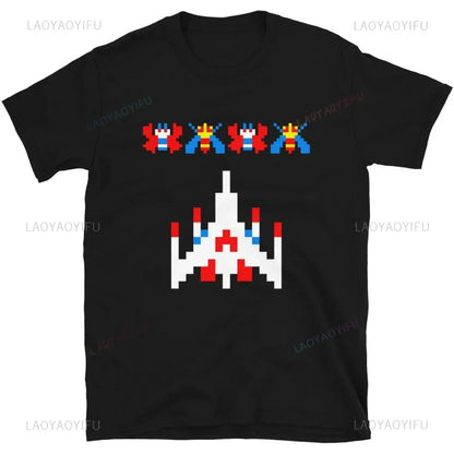 80s 70s Arcade Galaga Video Game Vintage T-srhit Invader Space Gaming Alien Men T Shirt Harajuku Style Retro Casual Fashion Tees