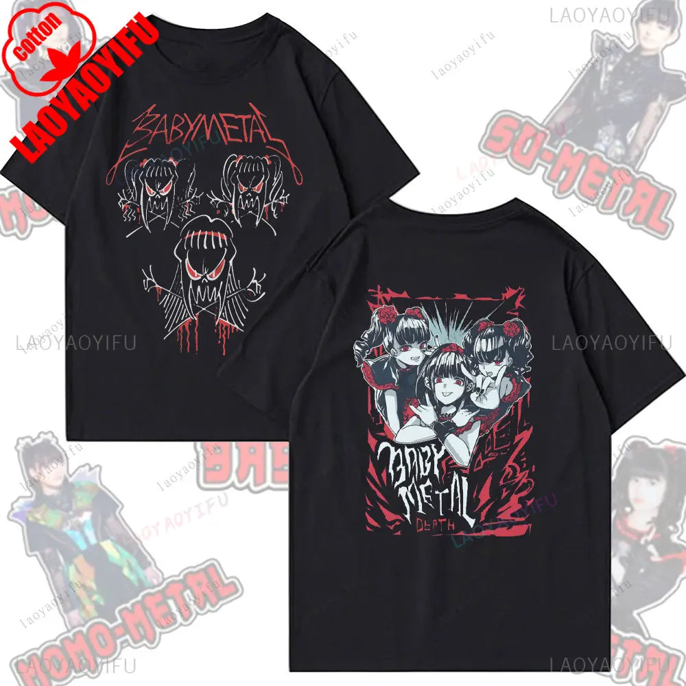 Babymetal Japanese Band T-shirt Men Hip-hop Rock Band Casual Short Sleeve Y2k T-shirt Tops Beautiful Unisex Clothing Y2K Top