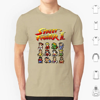 2 Characters Pixel Art T Shirt 6xl Cotton Cool Tee 2 Ii Blanka Ryu Ken Chun Li Sagat Balrog Dalshim Bison Vega Guile Zangief
