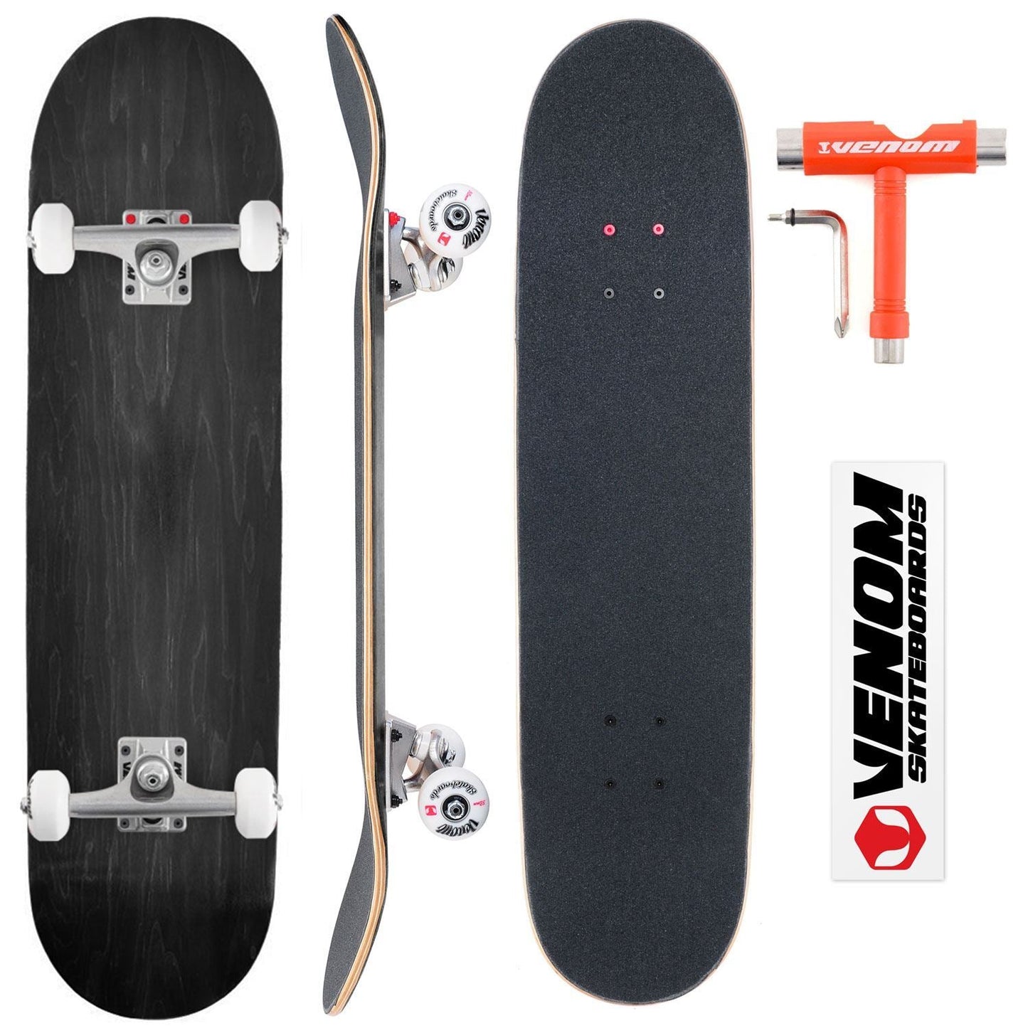 Venom Core Complete Built Skateboard - Black/Raw - 8.0