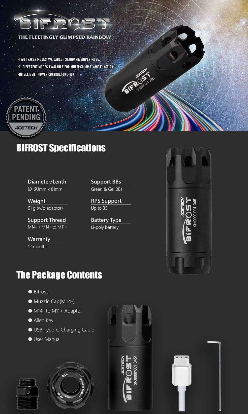 Acetech Bifrost Tracer Unit - Titanium