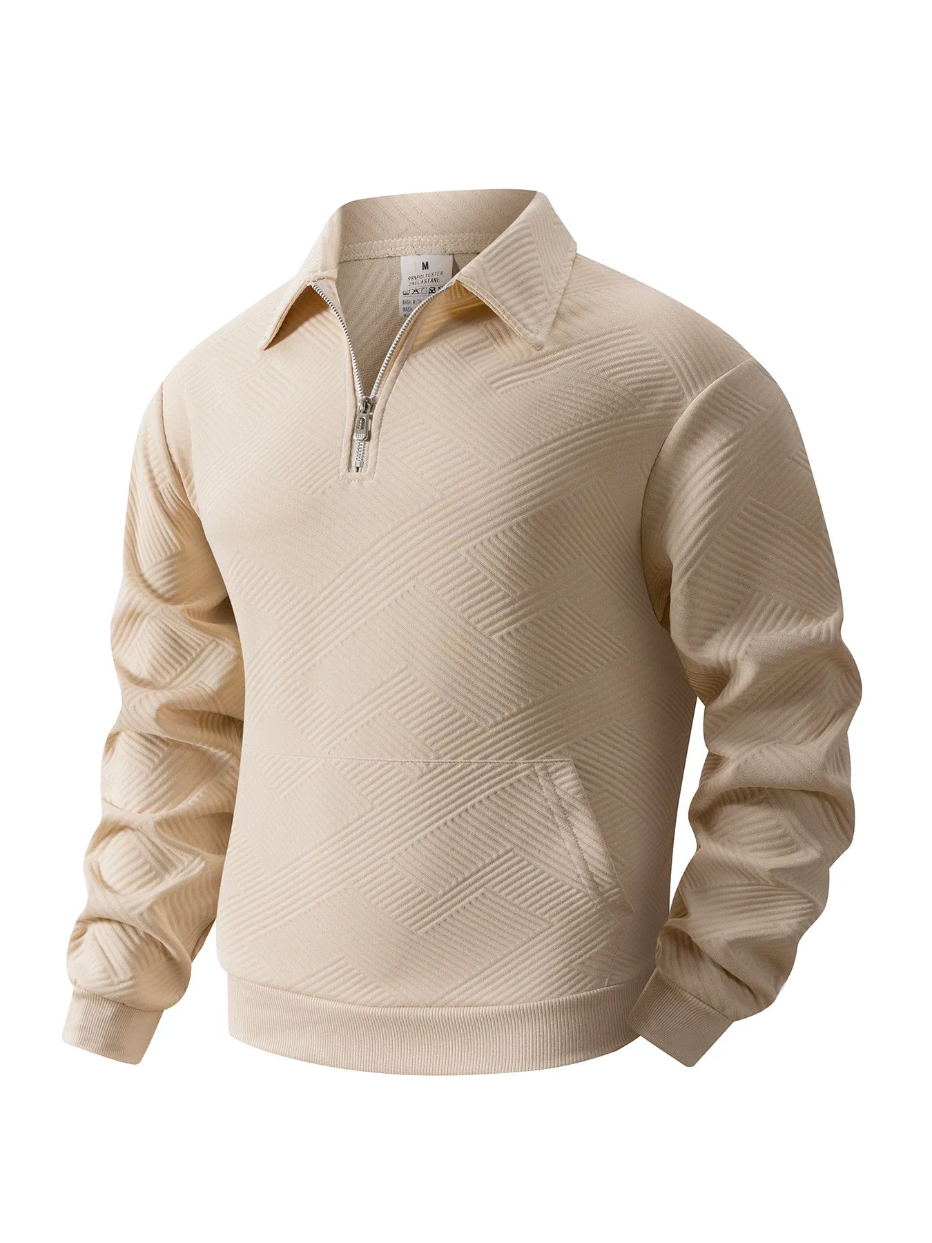Autumn Men's Casual Sweatshirt Quarter Zip Solid Color Pullover Sweater Outdoor Daily Long Sleeve Polo Turtleneck Male Tops