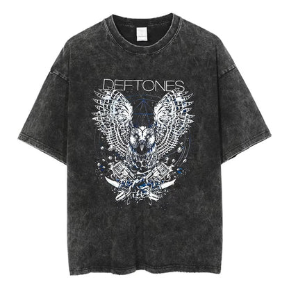 Y2K Wash and Age Vintage T-shirt Harajuku Hip Hop Hip Hop Metal Rock Music Album Cover T-shirt Cotton Short Sleeve Tee Men's Top
