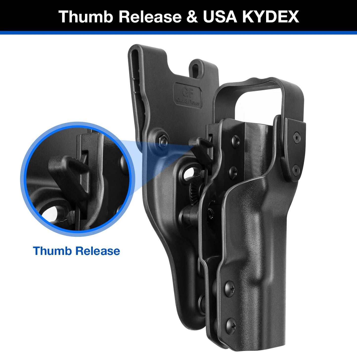 Gun&Flower Kydex OWB Holster for Glock 17 /19 Pistol with Thumb Release Retention Tactical Right Hand Gun Bags,NOT Red Dot