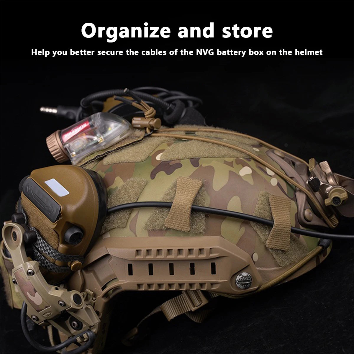 Tactical 8PCS Helmet Cable Management Kits NVG Comms Wires Cord Collected Organizer Hook&Loop Straps Hunting Airsoft Accessories
