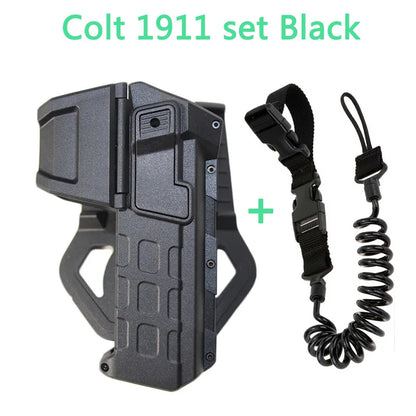 Movable Gun Holsters for Colt 1911 Glock 17 18 Airsoft Pistol Gun Holster Fit Flashlight or Laser Mounted Right Hand with Sling