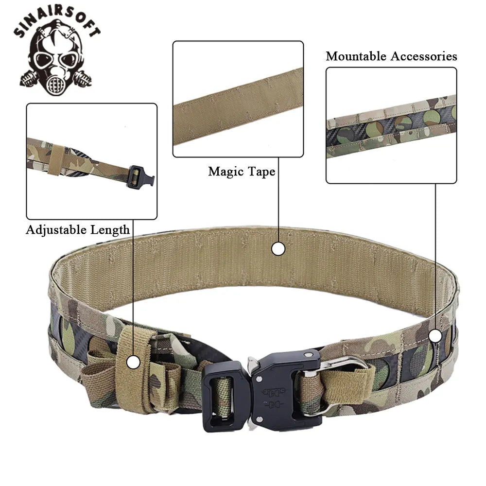 Tactical FC MOLLE Bison Belt D-Ring Buckle Hook Loop Lightweight Low Profile Training Waistband Airsoft Gear Hunting Accessories