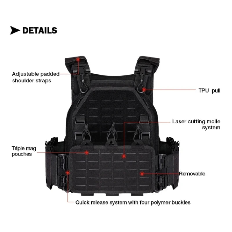 YAKEDA Tactical Vest Outdoor Hunting Plate Carrier Protective Adjustable Vest Airsoft Carrier Combat Equipment