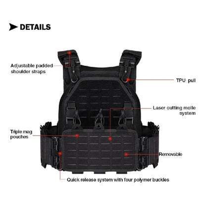 YAKEDA Tactical Vest Outdoor Hunting Plate Carrier Protective Adjustable Vest Airsoft Carrier Combat Equipment