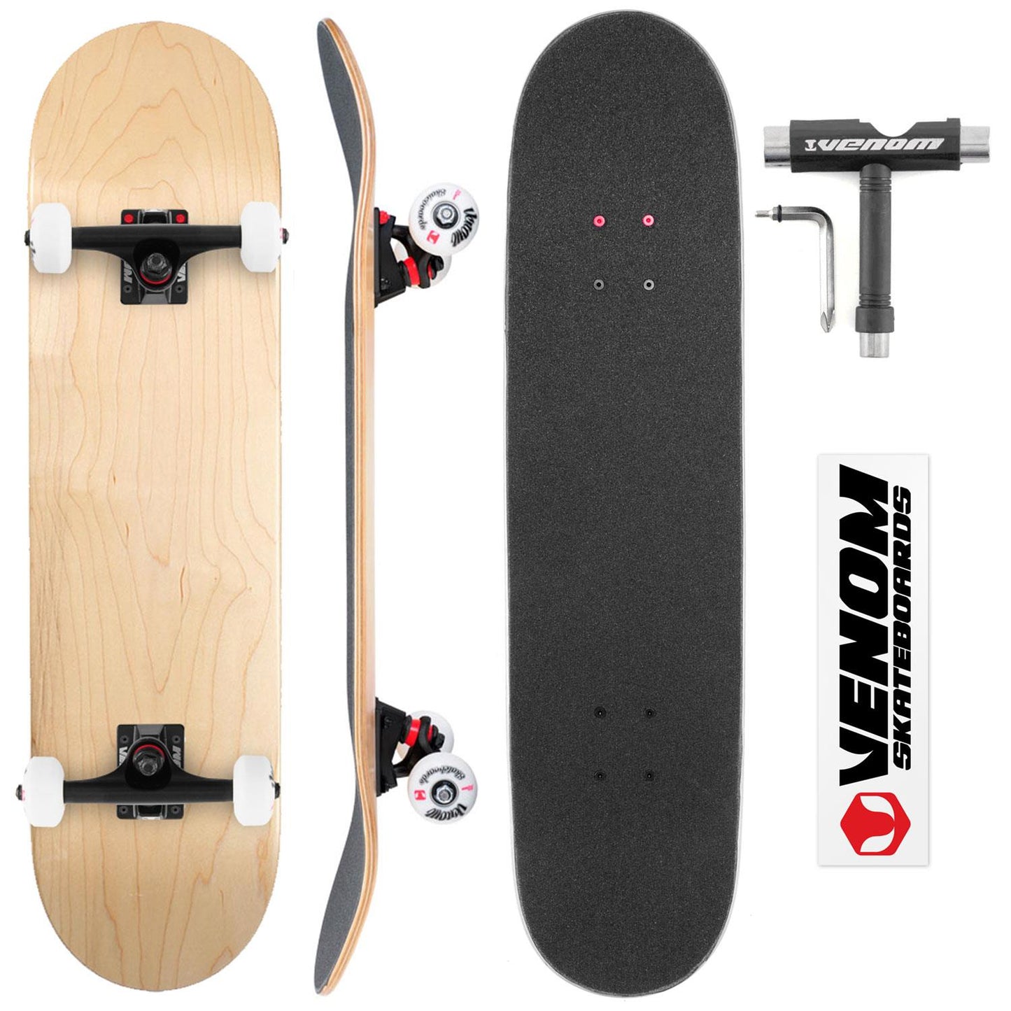 Venom Core Complete Built Skateboard - Natural/Black - 8.125