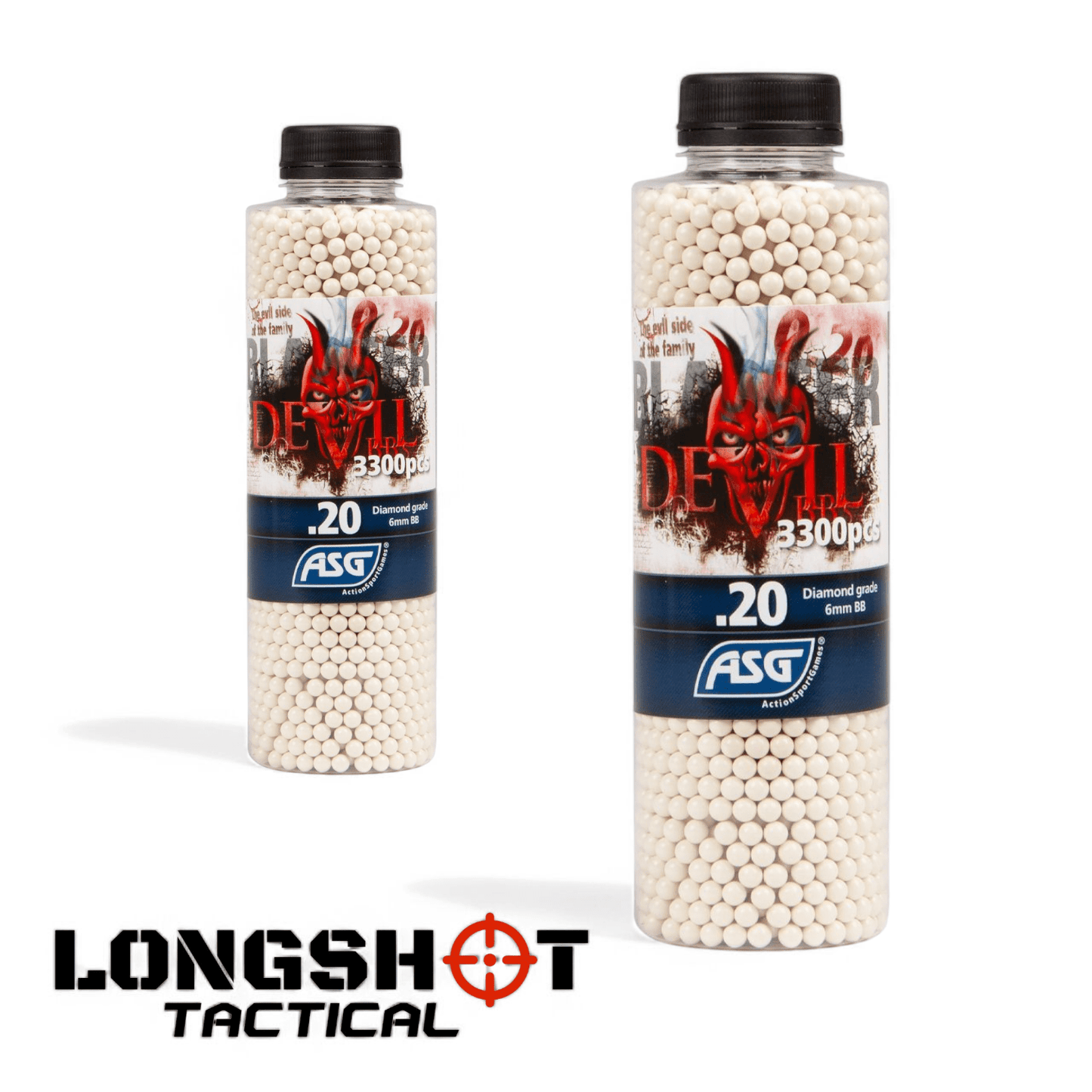 Blaster Devil, 0.20g, airsoft BBs, 3300 pcs. bottle. — 2 Bottles (6600 BB's)