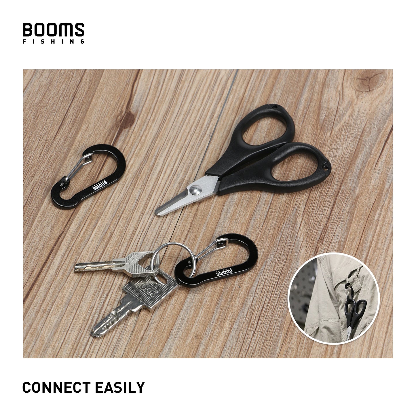 Booms Fishing CC1 Steel Small Carabiner Clips Outdoor Camping  Multi Tool  Fishing Acessories 6pcs