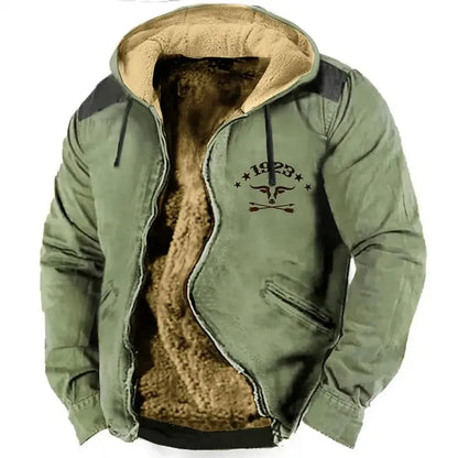 Men's Zipper Hoodies CowBoy Color Block Stitching Winter For Men/Women Clothing Long Sleeve Sweatshirt Jacket Outerwear