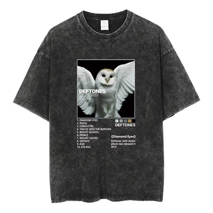 Y2K Wash and Age Vintage T-shirt Harajuku Hip Hop Hip Hop Metal Rock Music Album Cover T-shirt Cotton Short Sleeve Tee Men's Top
