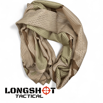 Camo Mesh Scrim Tactical Neck Scarf - Lightweight Hunting & Airsoft Scarf