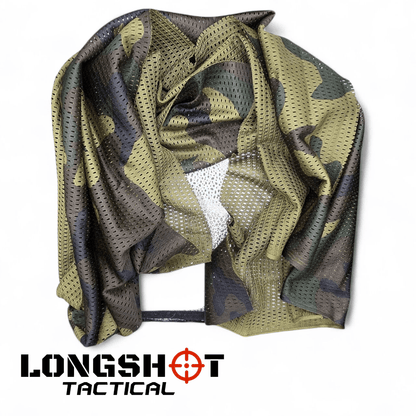 Camo Mesh Scrim Tactical Neck Scarf - Lightweight Hunting & Airsoft Scarf