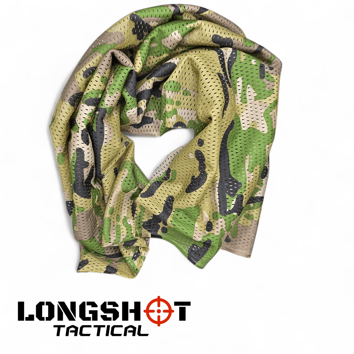 Camo Mesh Scrim Tactical Neck Scarf - Lightweight Hunting & Airsoft Scarf