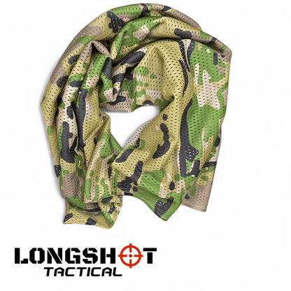 Camo Mesh Scrim Tactical Neck Scarf - Lightweight Hunting & Airsoft Scarf