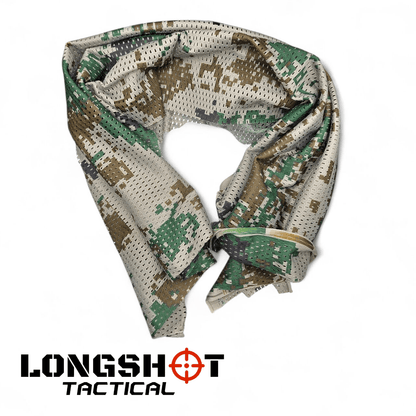 Camo Mesh Scrim Tactical Neck Scarf - Lightweight Hunting & Airsoft Scarf