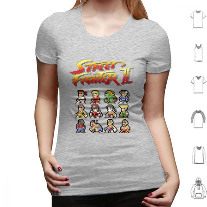 2 Characters Pixel Art T Shirt 6xl Cotton Cool Tee 2 Ii Blanka Ryu Ken Chun Li Sagat Balrog Dalshim Bison Vega Guile Zangief