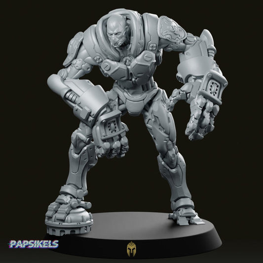 Cyborgpunk Bald Heavy Goon Aggro Crusher Miniature