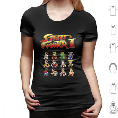 2 Characters Pixel Art T Shirt 6xl Cotton Cool Tee 2 Ii Blanka Ryu Ken Chun Li Sagat Balrog Dalshim Bison Vega Guile Zangief