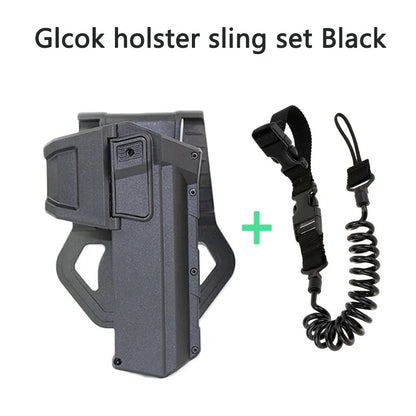 Movable Gun Holsters for Colt 1911 Glock 17 18 Airsoft Pistol Gun Holster Fit Flashlight or Laser Mounted Right Hand with Sling