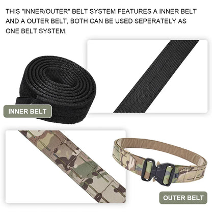 Tactical Quick Release Metal Buckle Belt for Men Laser MOLLE Multi-camo Belts Hunting Clothing Accessories 2 Inch Airsoft Gear