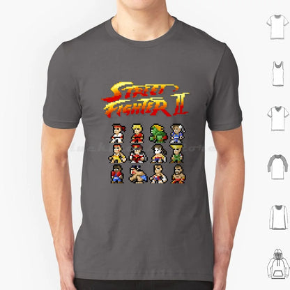 2 Characters Pixel Art T Shirt 6xl Cotton Cool Tee 2 Ii Blanka Ryu Ken Chun Li Sagat Balrog Dalshim Bison Vega Guile Zangief