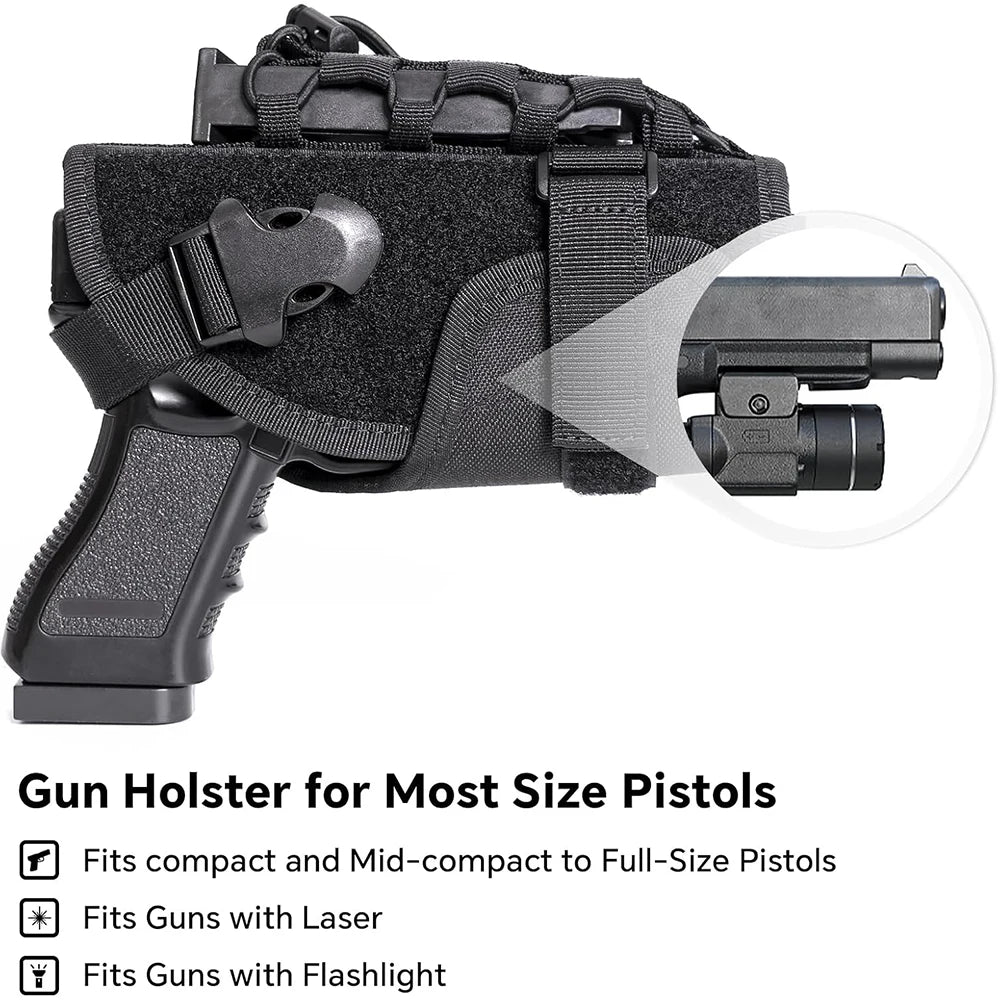 Gun Holster Molle Modular Belt Pistol Holster Molle Pouch With Mag Holder for Right Hand Shooter M9 1911 Glock 17 Tactical Bag