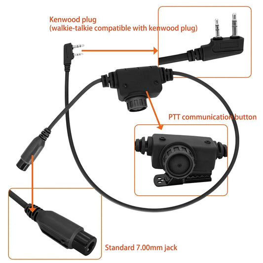 COMTA II Tactical U94 Ptt RAC Ptt Kenwood Plug for Baofeng UV5R UV82 for PELTORHeadset Airsoft Shooting Headphones Gel Earmuff