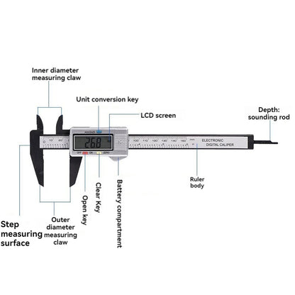 0-150mm High Strength Plastic Student Home Woodworking Gap Play Measuring Calipers Electronic Digital Calipers