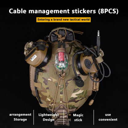 Tactical 8PCS Helmet Cable Management Kits NVG Comms Wires Cord Collected Organizer Hook&Loop Straps Hunting Airsoft Accessories