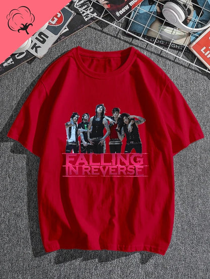 Falling in Reverse Is A Famous Post-hardcore Band Printed T-shirt From The United States,A Classic Punk Rock Style Cotton Tshirt