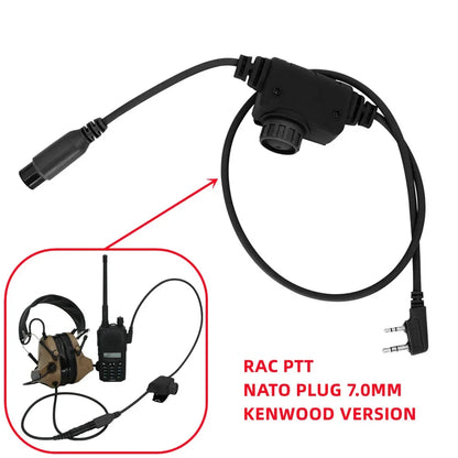 COMTA II Tactical U94 Ptt RAC Ptt Kenwood Plug for Baofeng UV5R UV82 for PELTORHeadset Airsoft Shooting Headphones Gel Earmuff