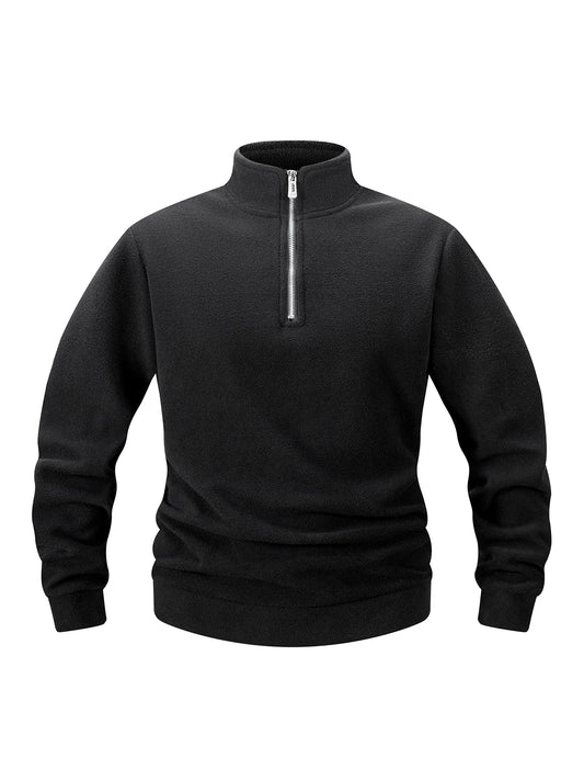 Men's Fleece Half Zipper Pullover Autumn Thicken Warm Sweatshirts Stand Up Collar Loose Casual Long Sleeve Sportswear Clothing