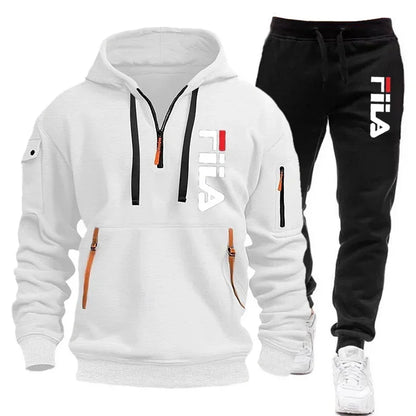 New men's hooded sweatshirt and corduroy trousers for 2025, a two-piece set of casual fitness sportswear for spring and autumn