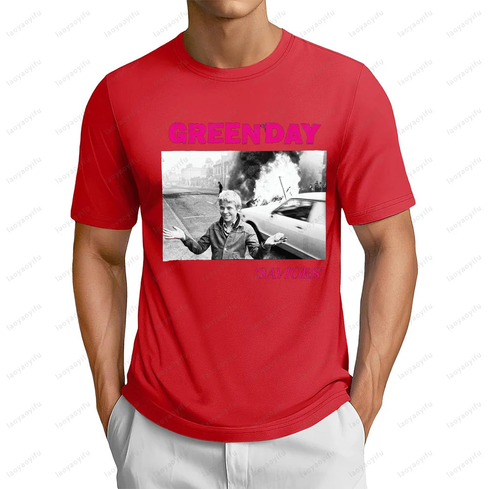 90s 80s Green Day Punk Rock Band Fans T-shirt Hip Hop Casual Fashion Streetwear Women T Shirt Summer Short Sleeve Man Tshirt
