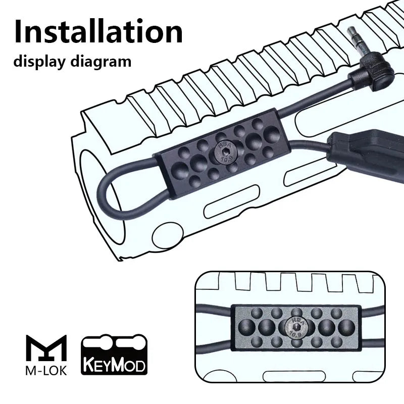 Mlok Keymod System Laser Flashlight Tactics Wire Guide Pressure Remote Switch Cable Management Airsoft Metal Weapons Accessories