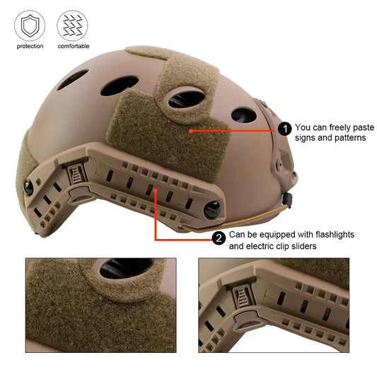 BOOIU FAST Helmet MH PJ BJ Airsoft TacticsHelmets ABS Outdoor CS Paintball Shooting Game Protective Equipment