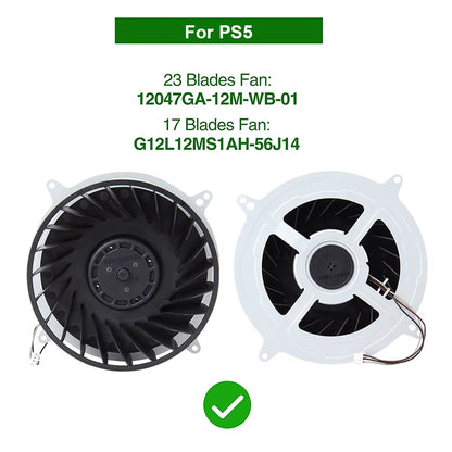 Original Internal Cooling Cooler Fan for PS5 Consoles 17 Blades Cooler Fan G12L12MS1AH-56J14 for PS5 23 Blades 12047GA-12M-WB-01