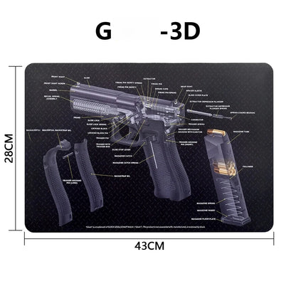Gun Cleaning Rubber Mat Mouse Pad Parts Diagram For AR15 AK47 Remington 870 K98K MP5 G17 CZ-75 1911 Bere 92 PX4 Walther PPQ