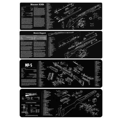Gun Cleaning Rubber Mat Mouse Pad Parts Diagram For AR15 AK47 Remington 870 K98K MP5 G17 CZ-75 1911 Bere 92 PX4 Walther PPQ