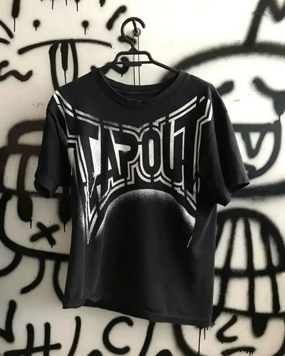 Europe And America New Oversize Long Sleeve Gothic Street Letter Printed T-shirt Men Retro Harajuku Hip Hop Loose Cotton Tops
