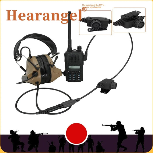 COMTA II Tactical U94 Ptt RAC Ptt Kenwood Plug for Baofeng UV5R UV82 for PELTORHeadset Airsoft Shooting Headphones Gel Earmuff