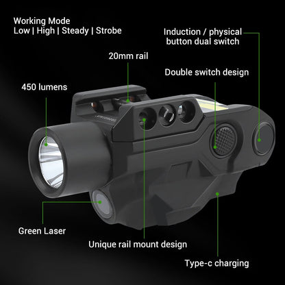 500 Lumens Pistol Light Blue/Green Laser Flashlight Airsoft-4