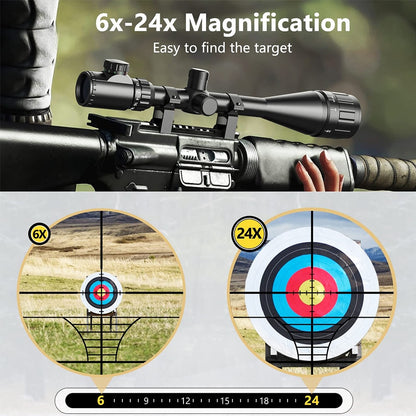 6-24x50 Tactical Rifle Scope Red & Green Cross Airsoft-3