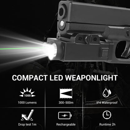 1000 Lumens Pistol Light with Green Laser Tactical LED Airsoft-3