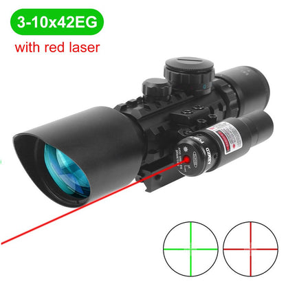 2.5-10x40E Red & Green Illuminated Rifle Scope Mil-dot Gun Scope Green Laser-8